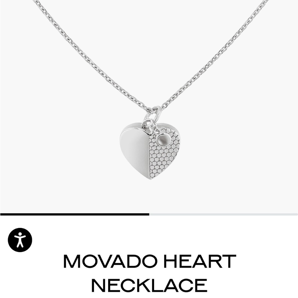 Movado Silver Heart Pendant Necklace